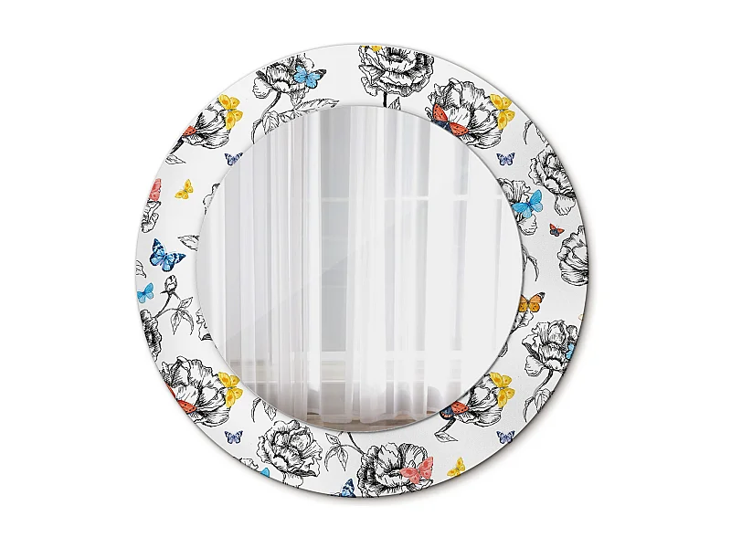 Dekorativer runder Spiegel - Bunte Schmetterlinge - 50 cm
