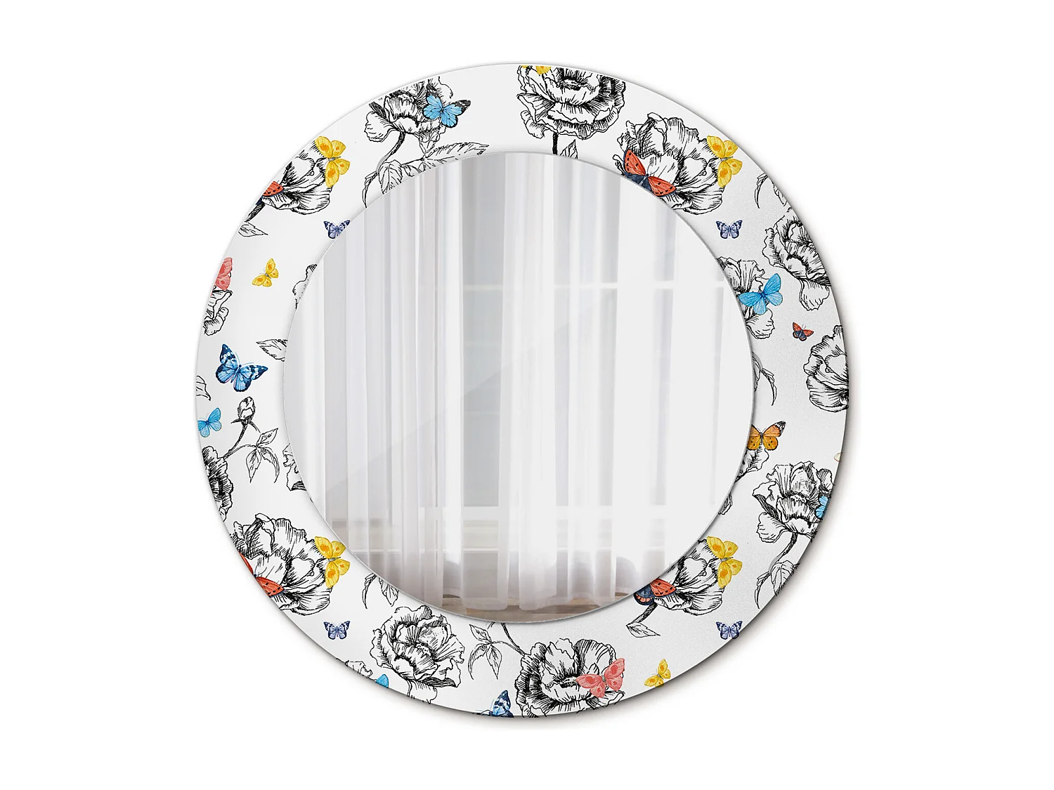 Dekorativer runder Spiegel - Bunte Schmetterlinge - 50 cm