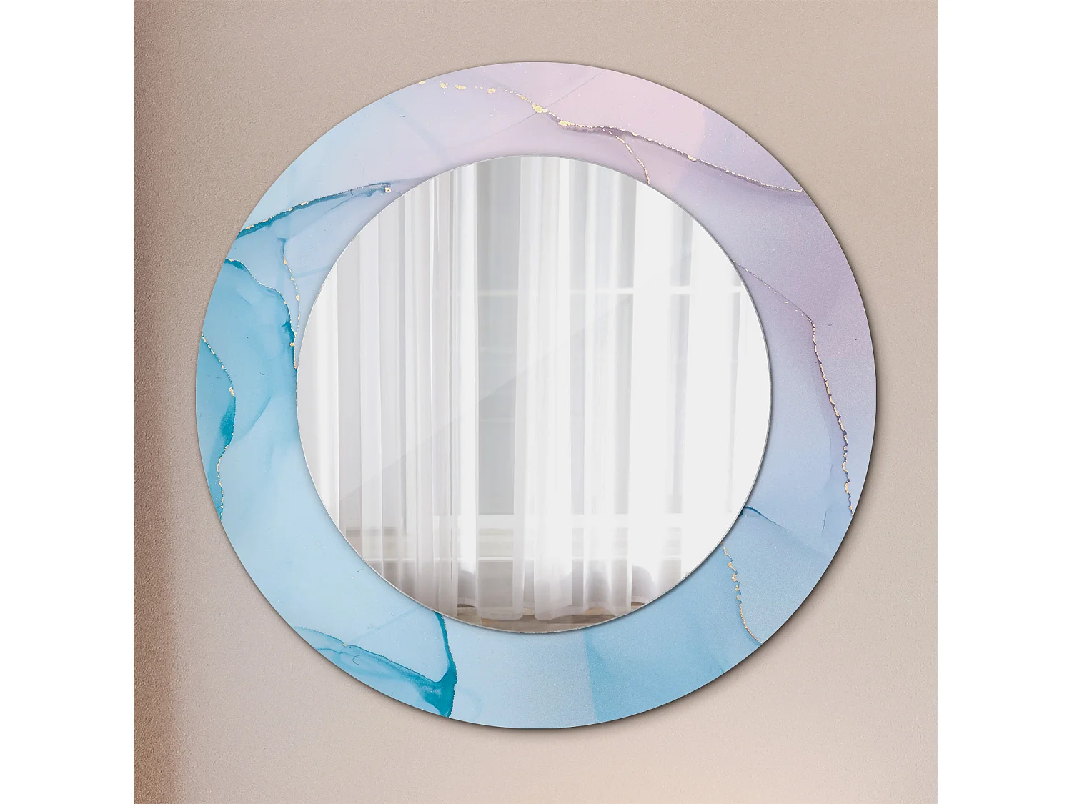 Miroir rond décoratif - Style marbre - 50 cm
