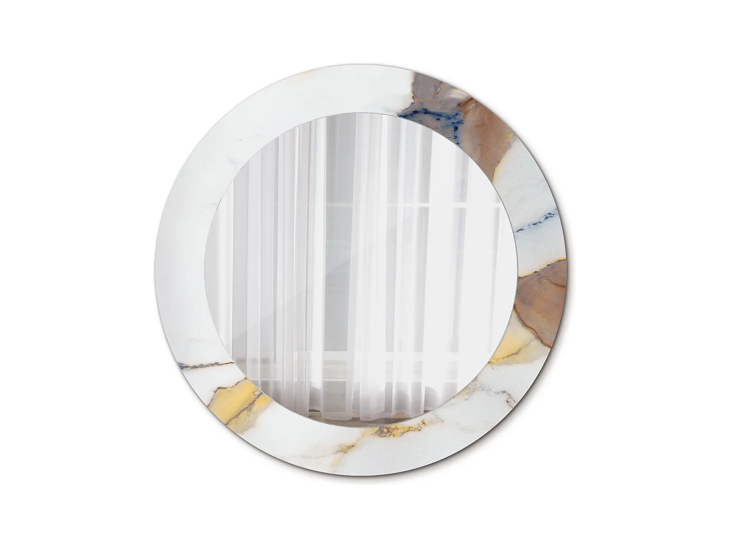 Miroir rond décoratif - Marbre blanc - 60 cm