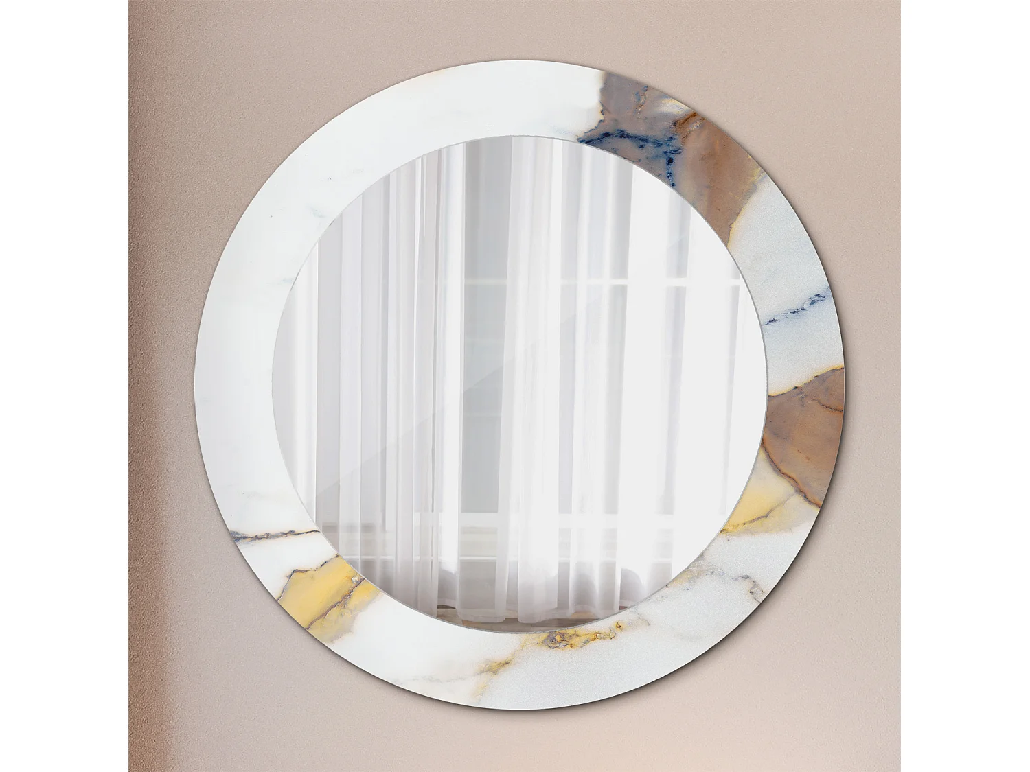 Specchio rotondo decorativo - Marmo bianco - 60 cm