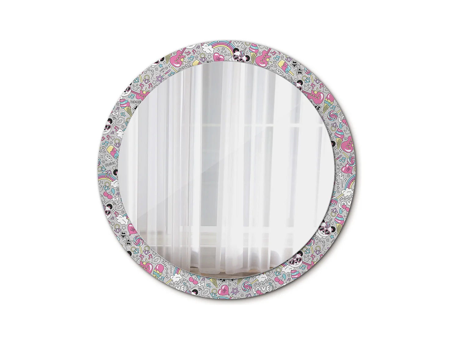 Miroir rond décoratif - Panda licorne - 90 cm