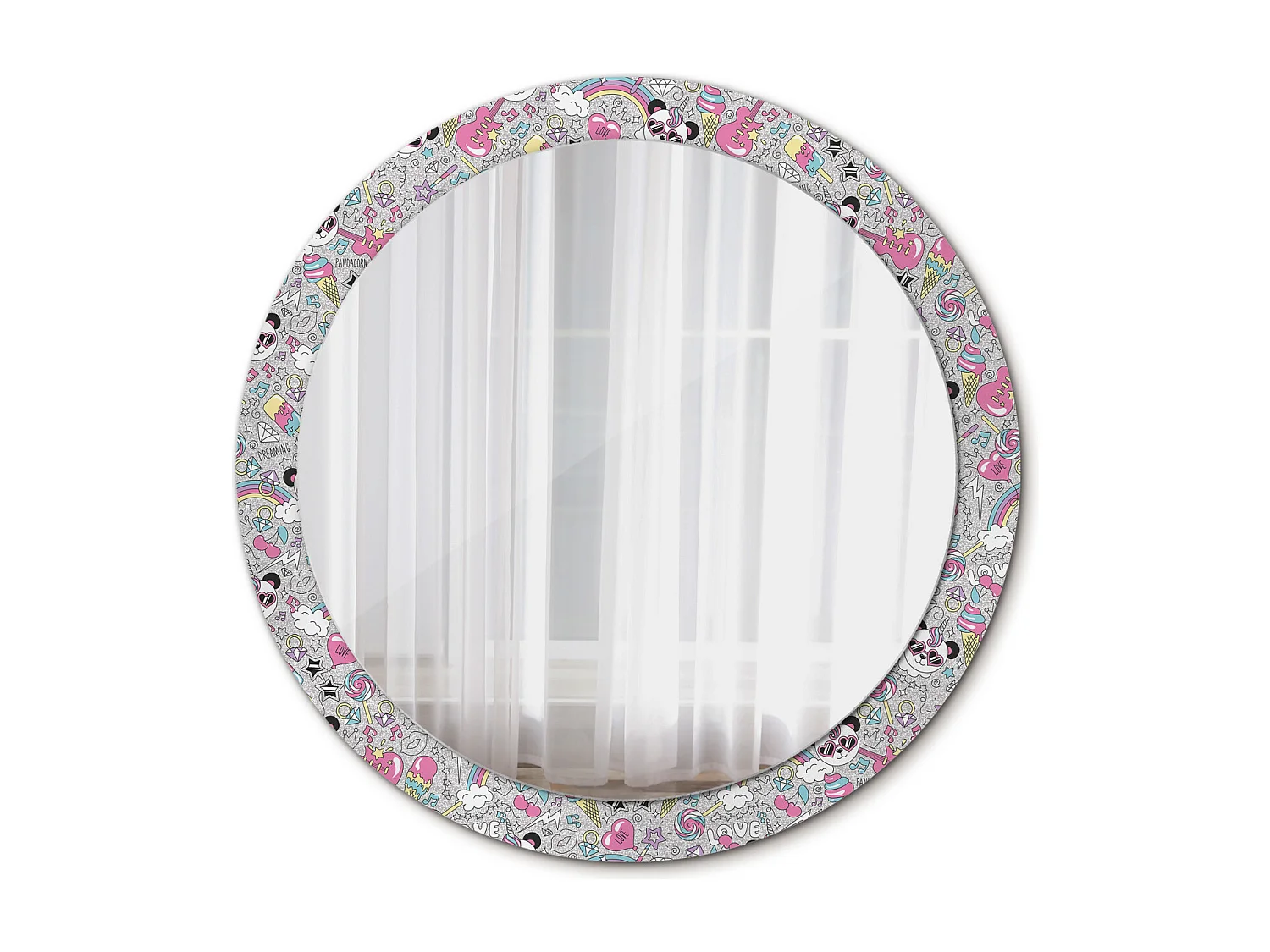 Ronde decoratieve spiegel - Eenhoorn Panda - 90 cm