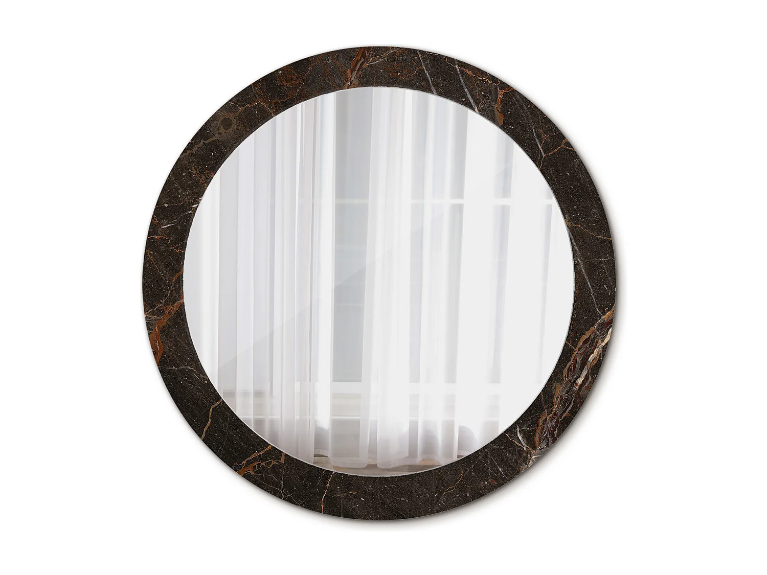 Runder dekorativer Spiegel - Brauner Marmor - 80 cm