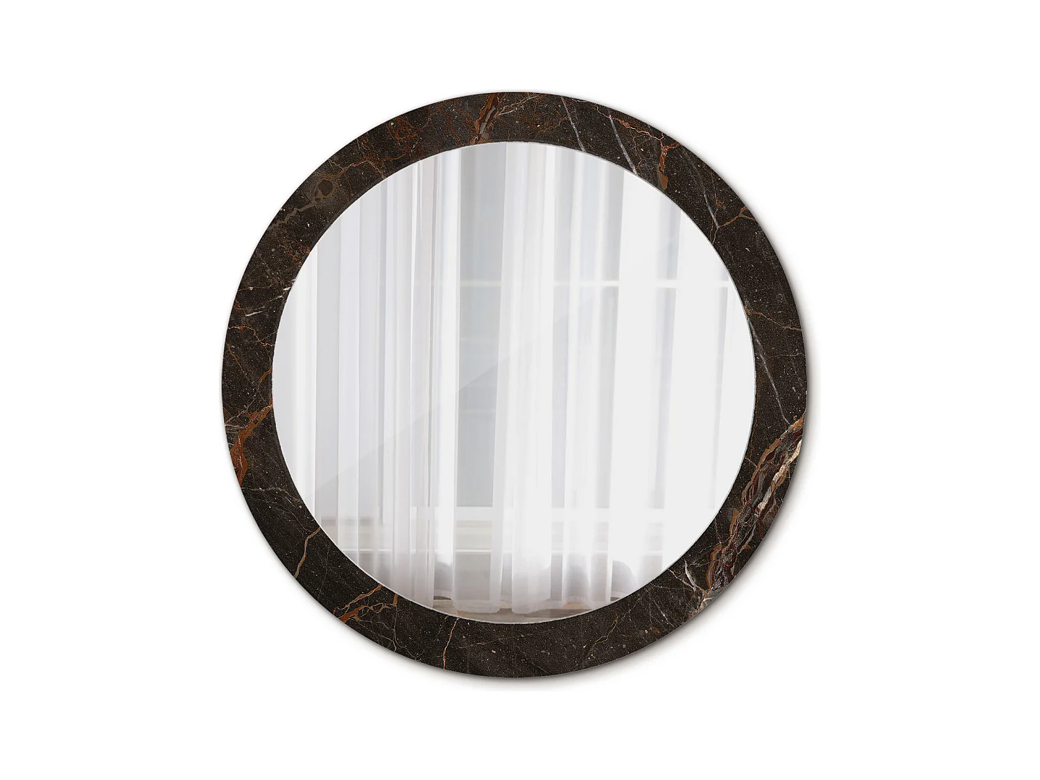 Miroir rond décoratif - Marbre marron - 80 cm