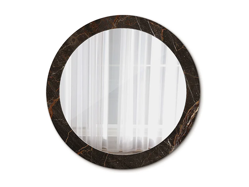 Runder dekorativer Spiegel - Brauner Marmor - 80 cm