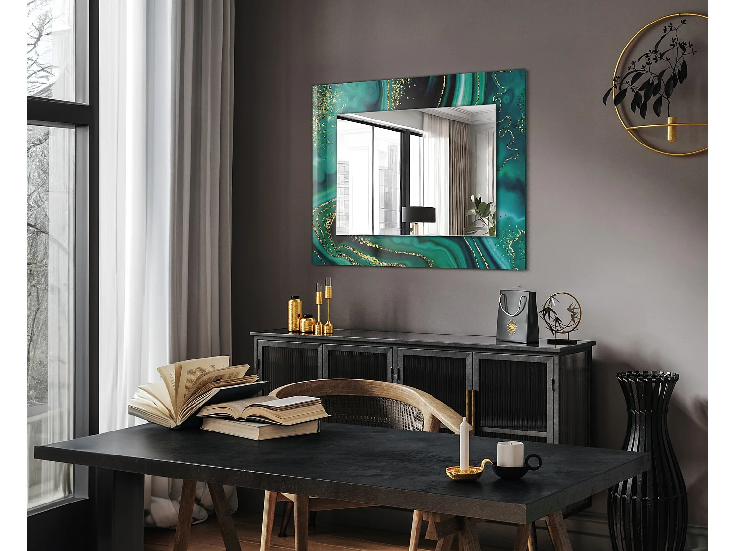 Miroir décoratif avec cadre Texture abstraite 80 x 60 cm