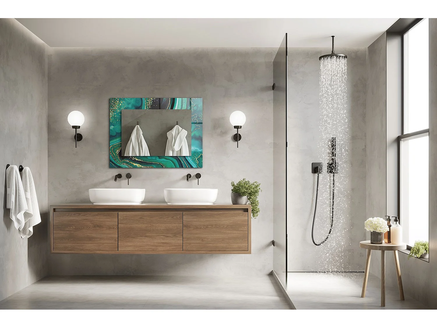 Miroir décoratif avec cadre Texture abstraite 80 x 60 cm