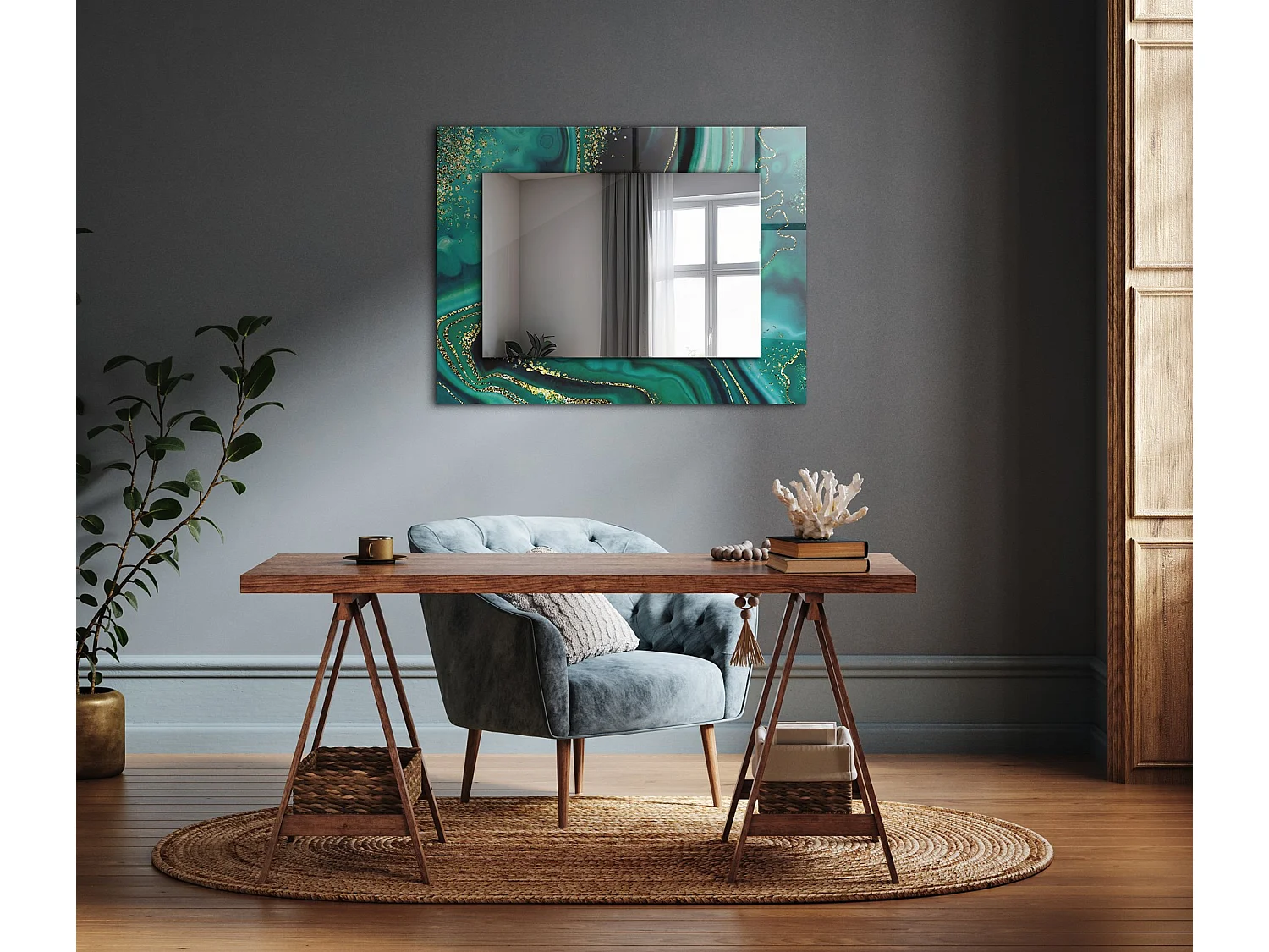 Miroir décoratif avec cadre Texture abstraite 80 x 60 cm