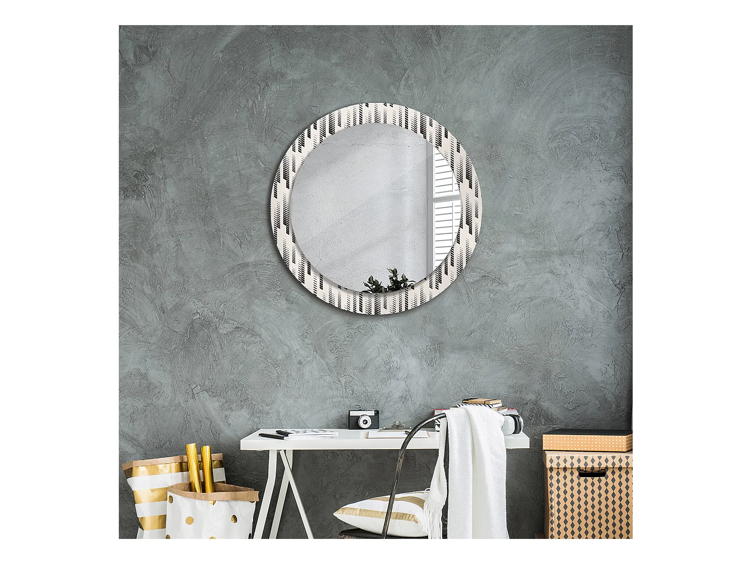 Decoratieve ronde spiegel - gestreept patroon - 60 cm