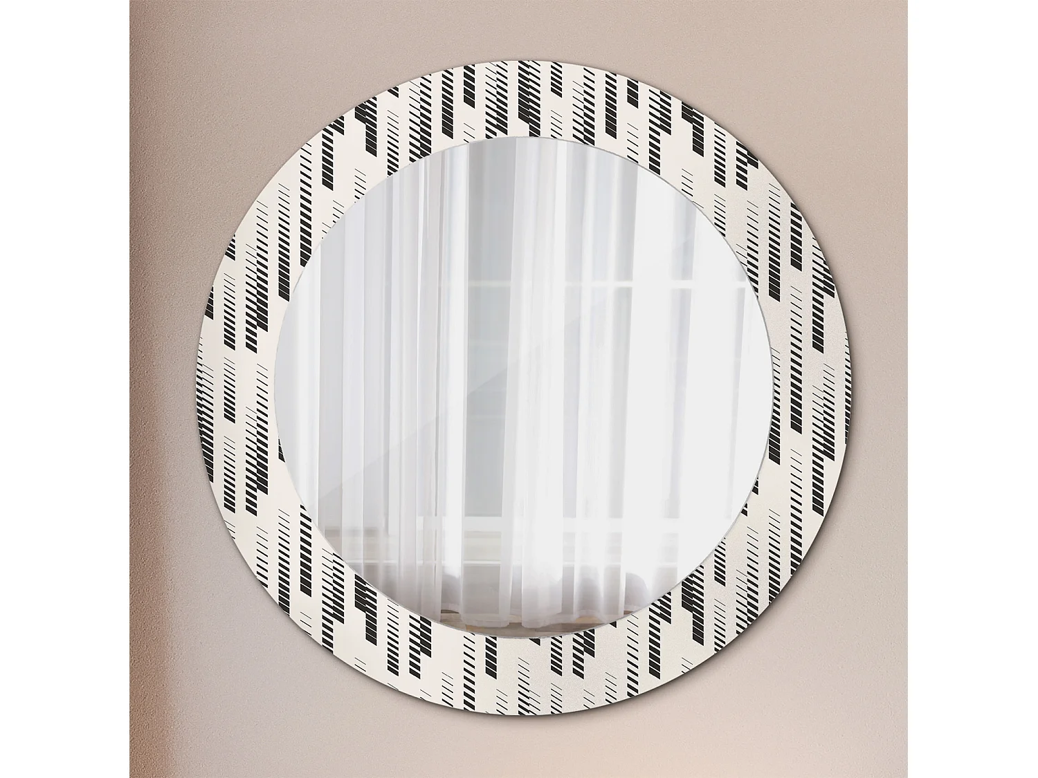 Miroir rond décoratif - Motif rayé - 70 cm