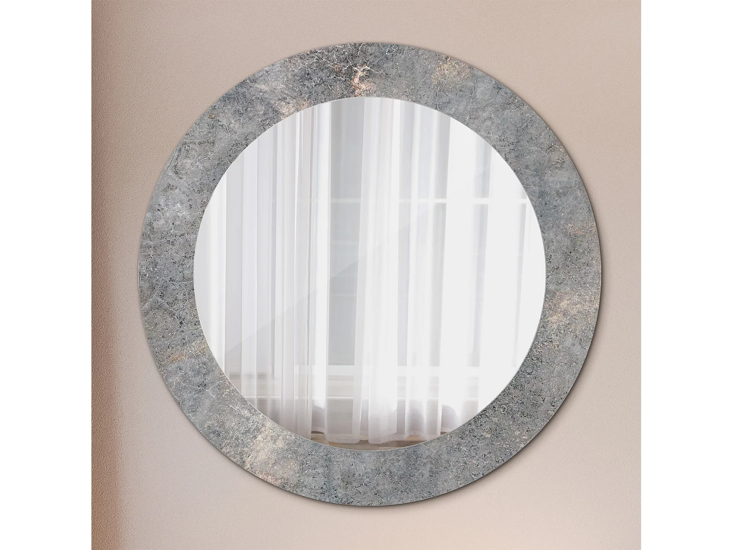 Miroir rond décoratif - Béton vintage - 60 cm