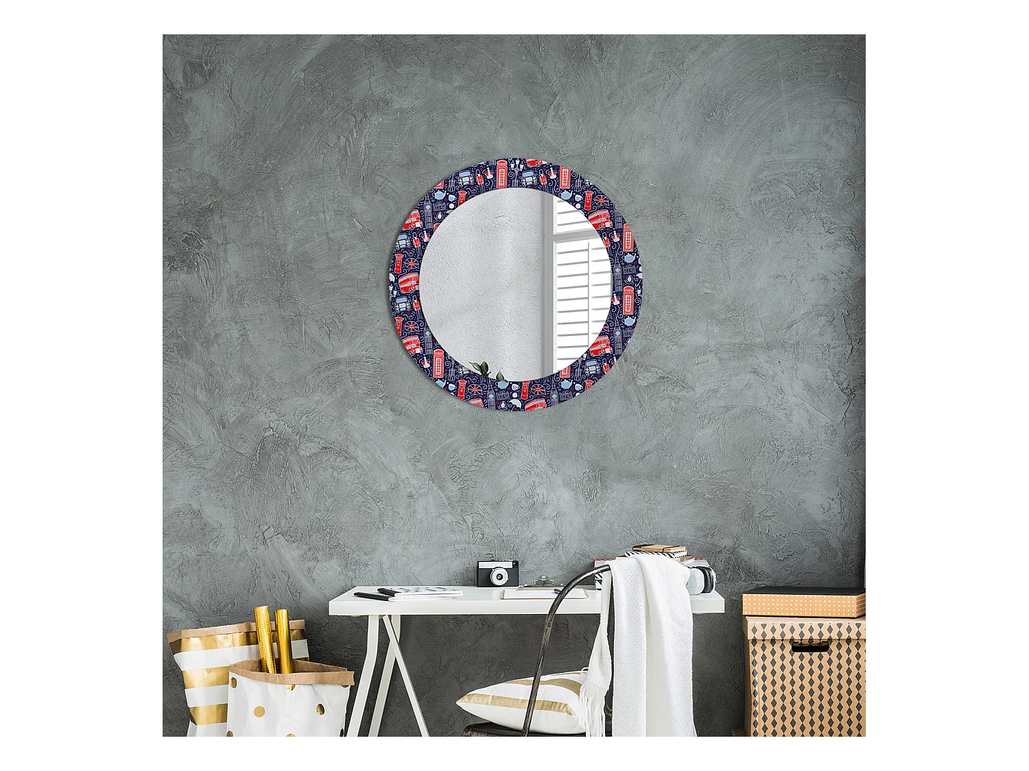 Ronde decoratieve spiegel - Londen - 60 cm