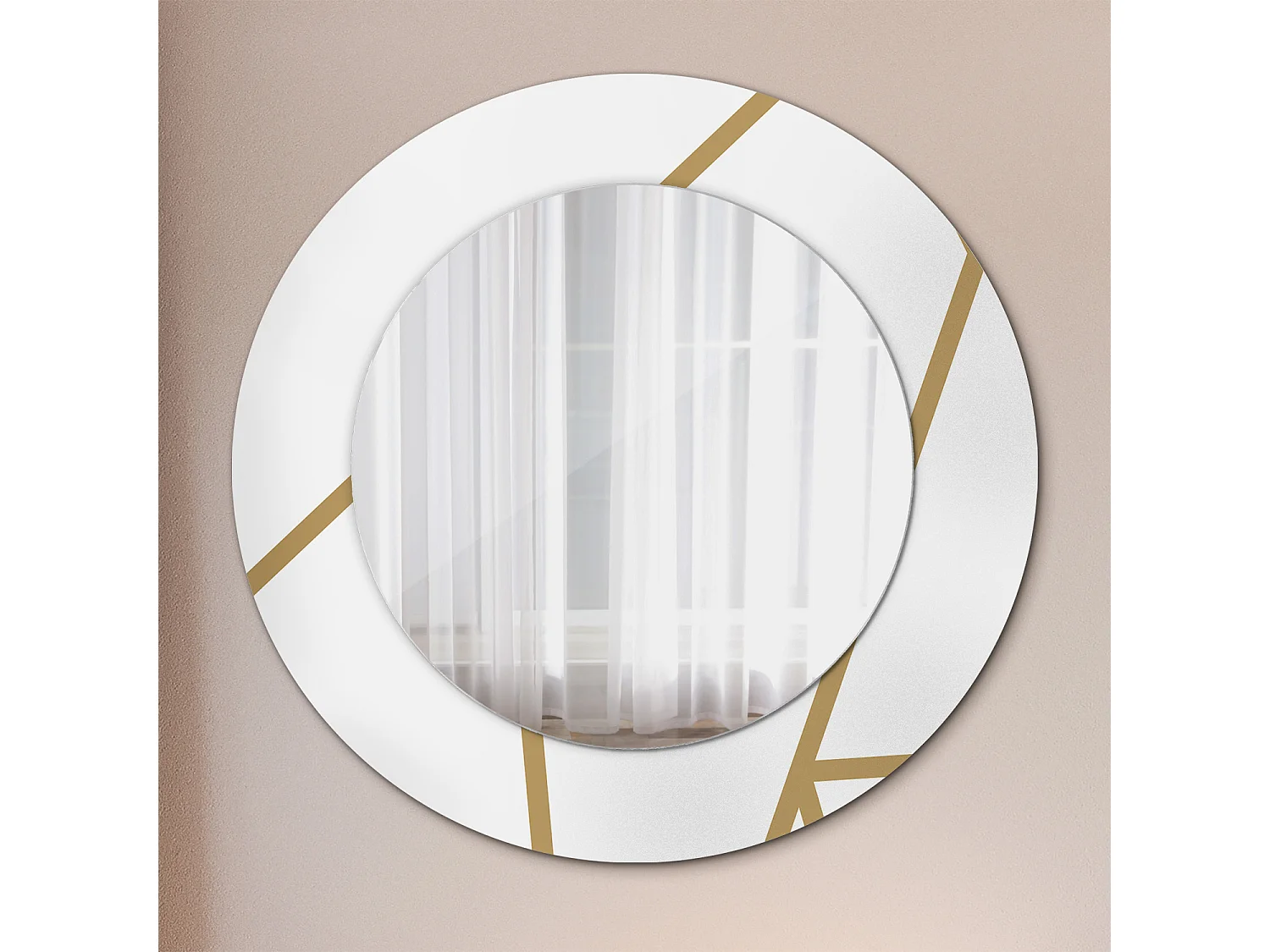 Miroir rond décoratif - Composition linéaire - 50 cm