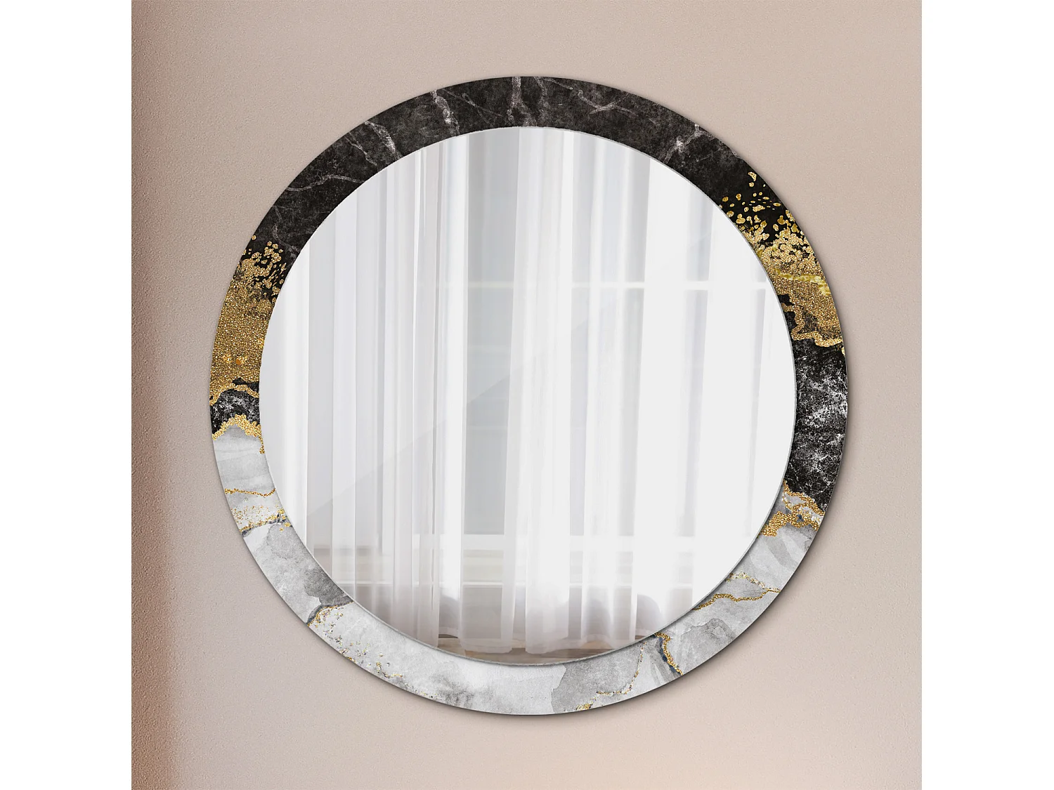 Miroir rond décoratif - Loft en marbre - 90 cm