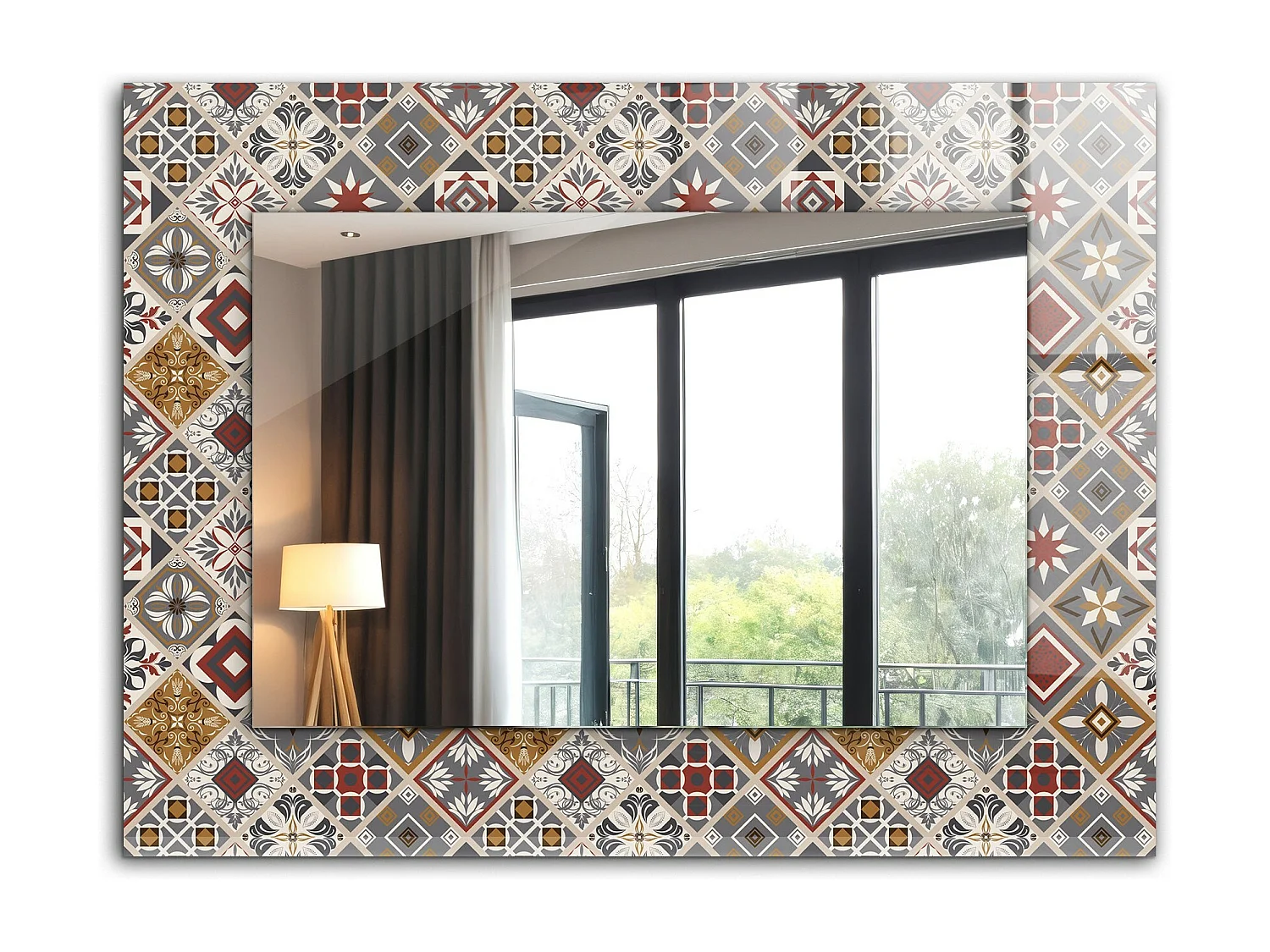 Decoratieve spiegel met lijst Kleurrijke tegelpatronen 80 x 60 cm