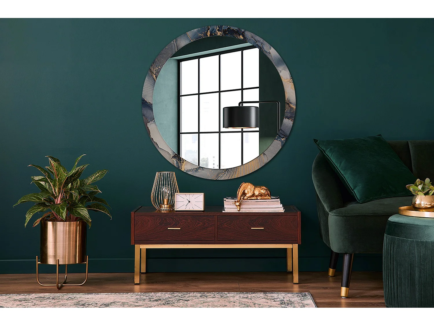 Decoratieve ronde spiegel - Abstracte schilderijen - 100 cm