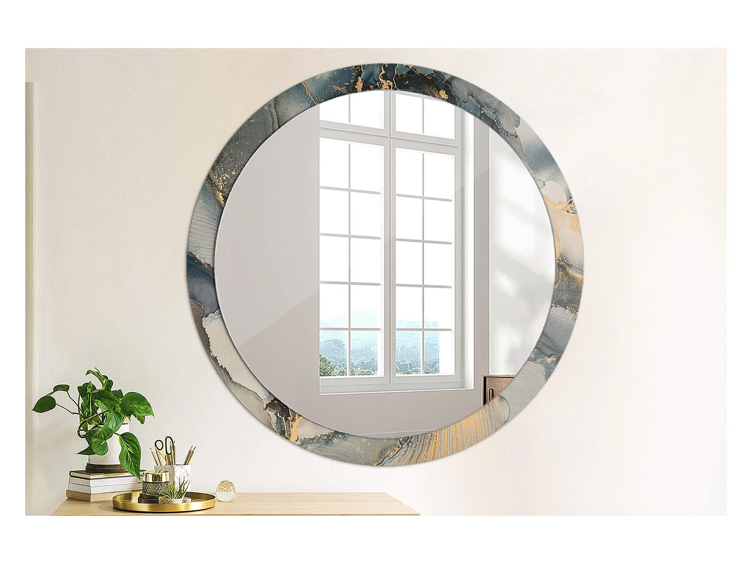 Decoratieve ronde spiegel - Abstracte schilderijen - 100 cm