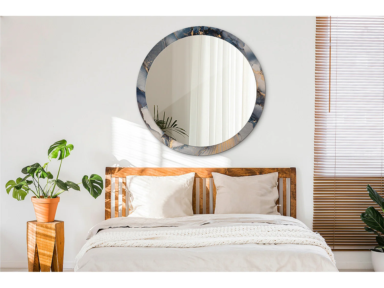 Miroir rond décoratif - Peintures abstraites - 100 cm