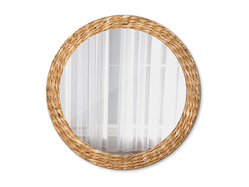 Runder dekorativer Spiegel - Korbmotiv - 80 cm