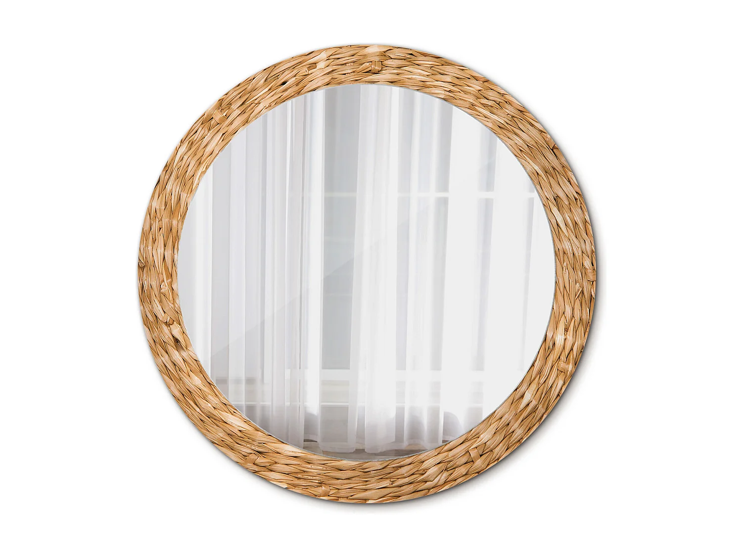 Runder dekorativer Spiegel - Korbmotiv - 80 cm