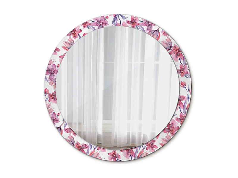 Dekorativer runder Spiegel - Aquarellblumen - 90 cm