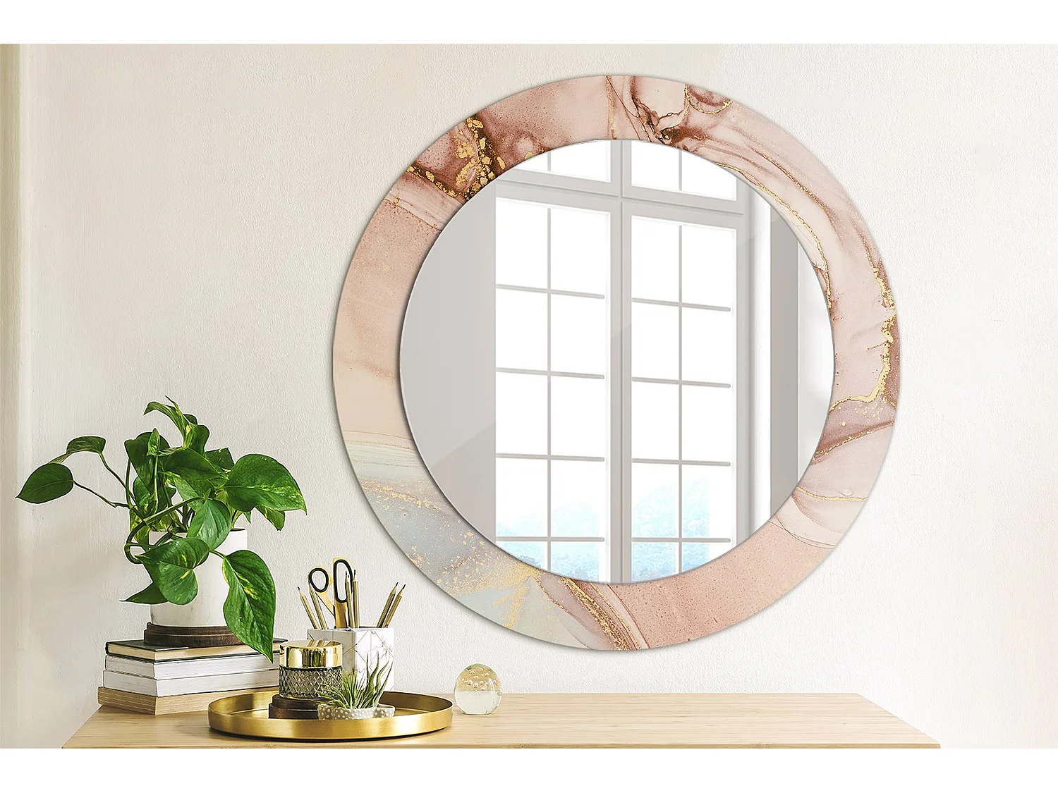 Miroir rond décoratif - Liquide abstrait - 70 cm