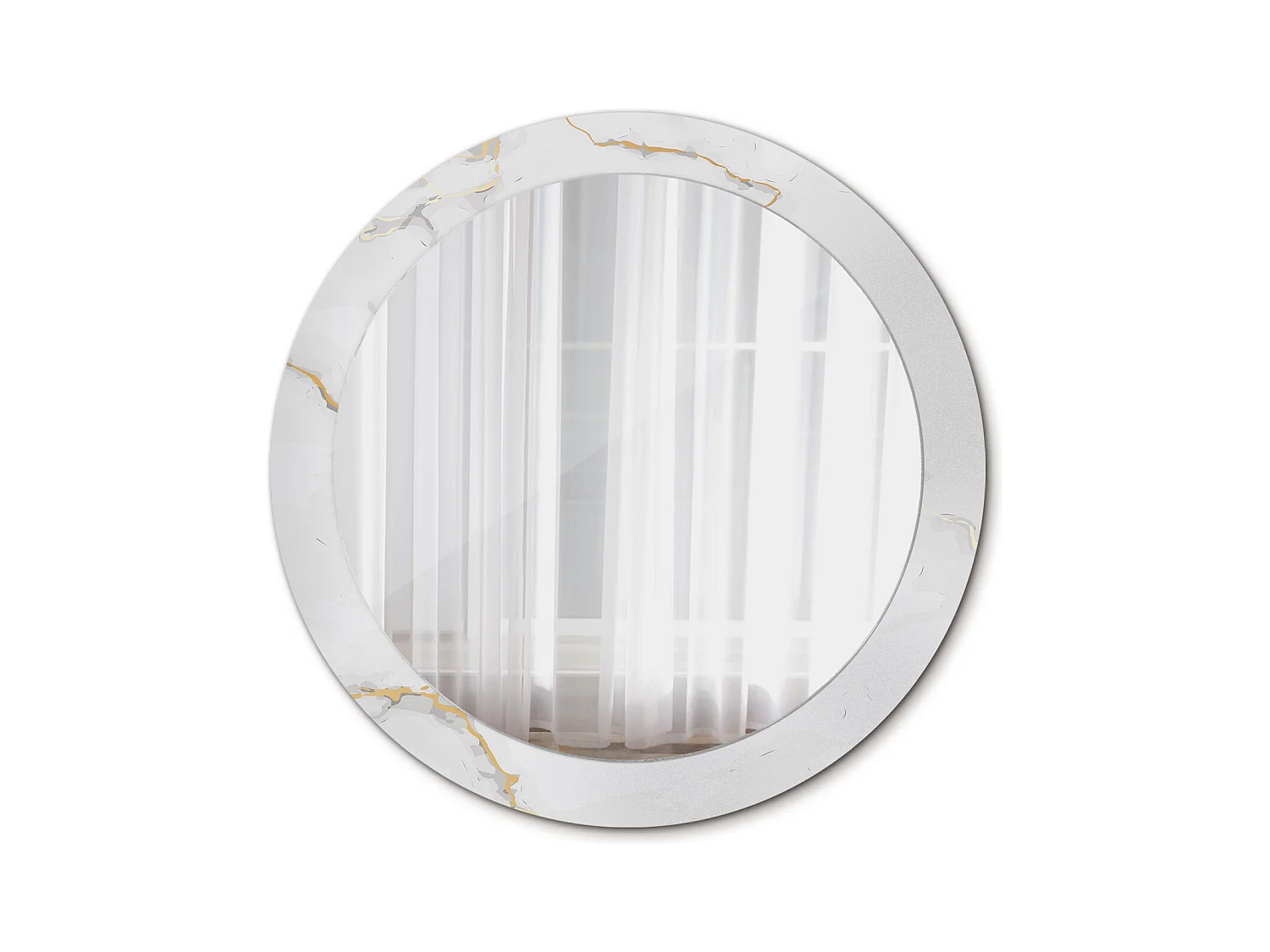 Ronde decoratieve spiegel - Wit marmer - 80 cm