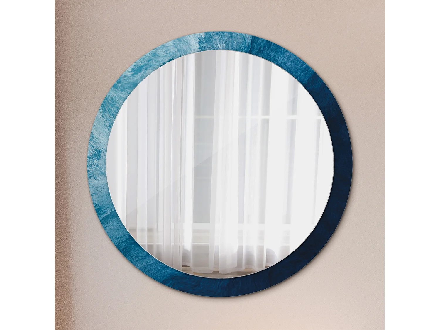 Miroir rond décoratif - Art abstrait - 100 cm