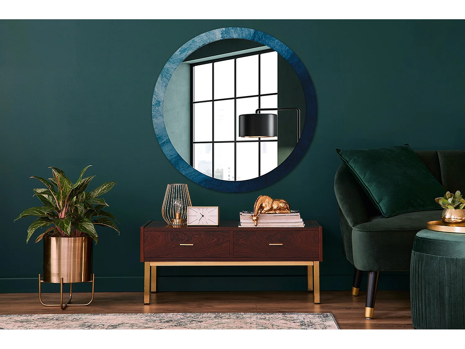 Miroir rond décoratif - Art abstrait - 100 cm