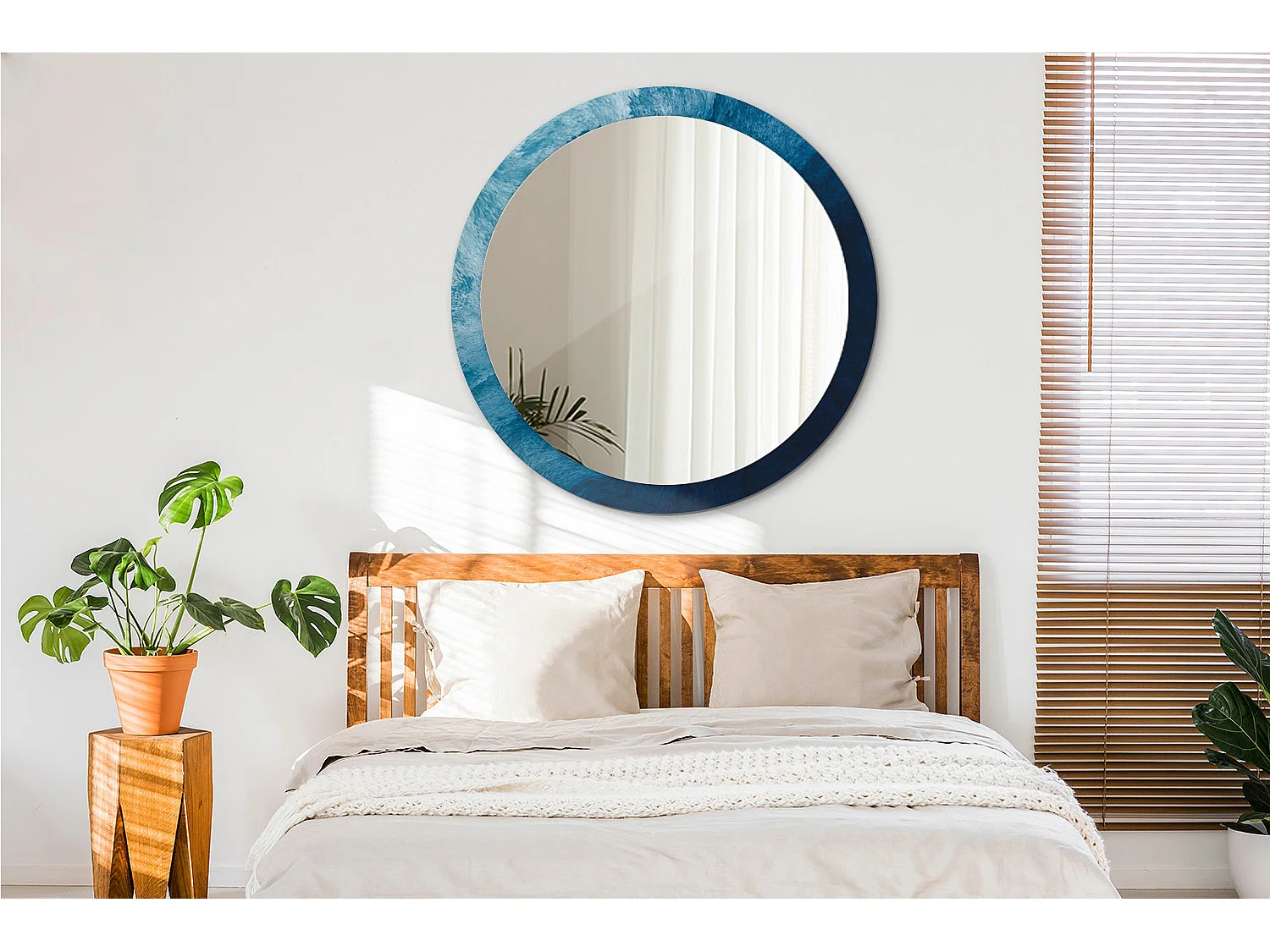 Miroir rond décoratif - Art abstrait - 100 cm