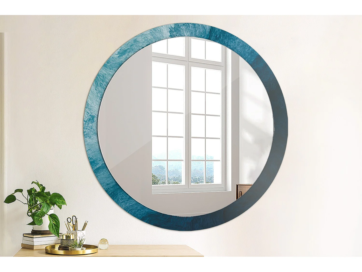 Miroir rond décoratif - Art abstrait - 100 cm