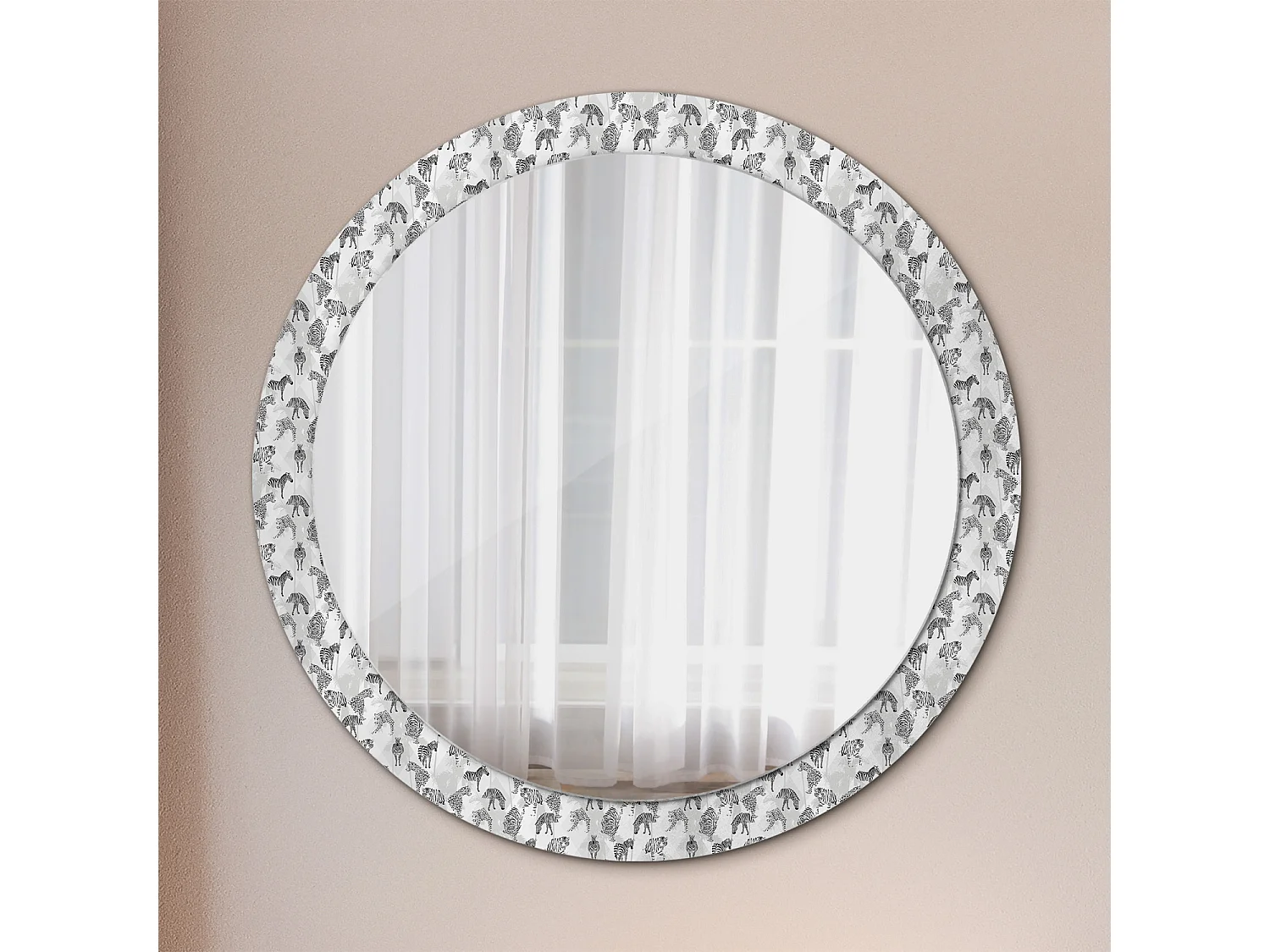 Miroir rond décoratif - Tigre tropical - 90 cm