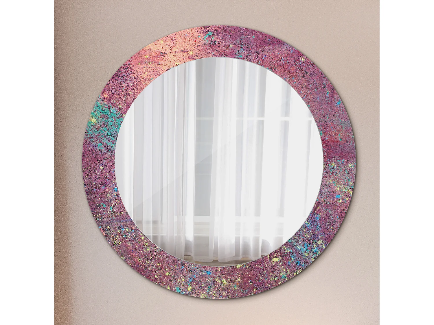 Ronde decoratieve spiegel – Festival of Colors – 60 cm