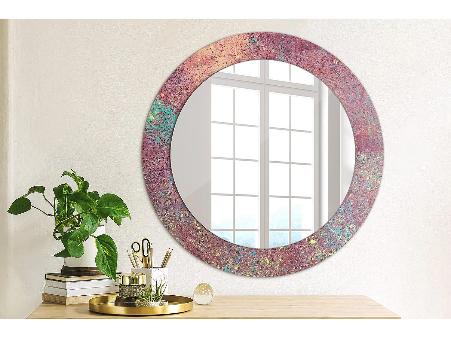 Ronde decoratieve spiegel – Festival of Colors – 60 cm