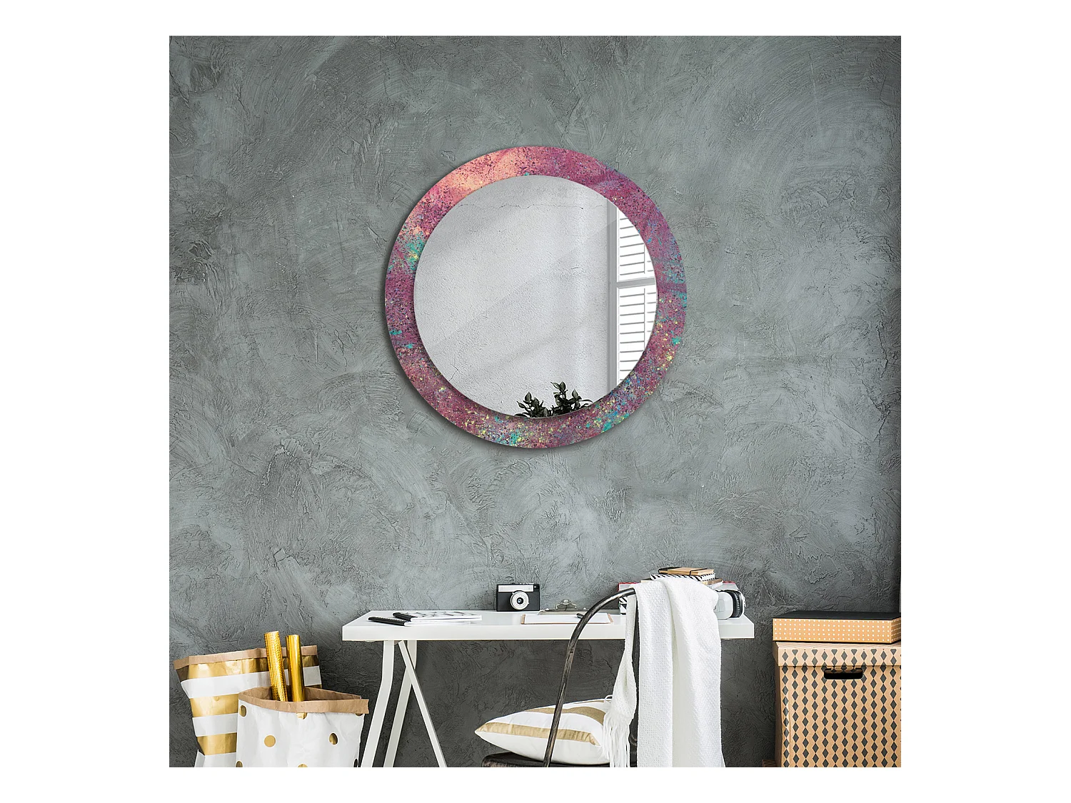 Miroir rond décoratif - Festival de couleurs - 70 cm