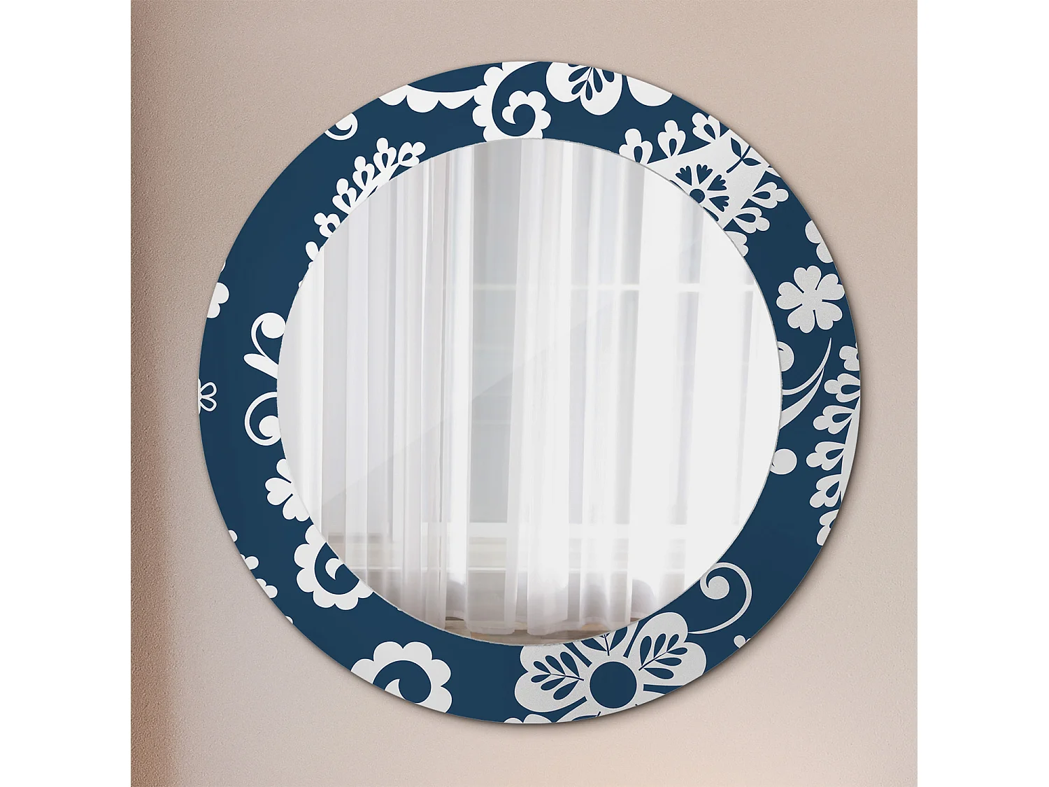 Miroir rond décoratif - Composition Paisley - 70 cm