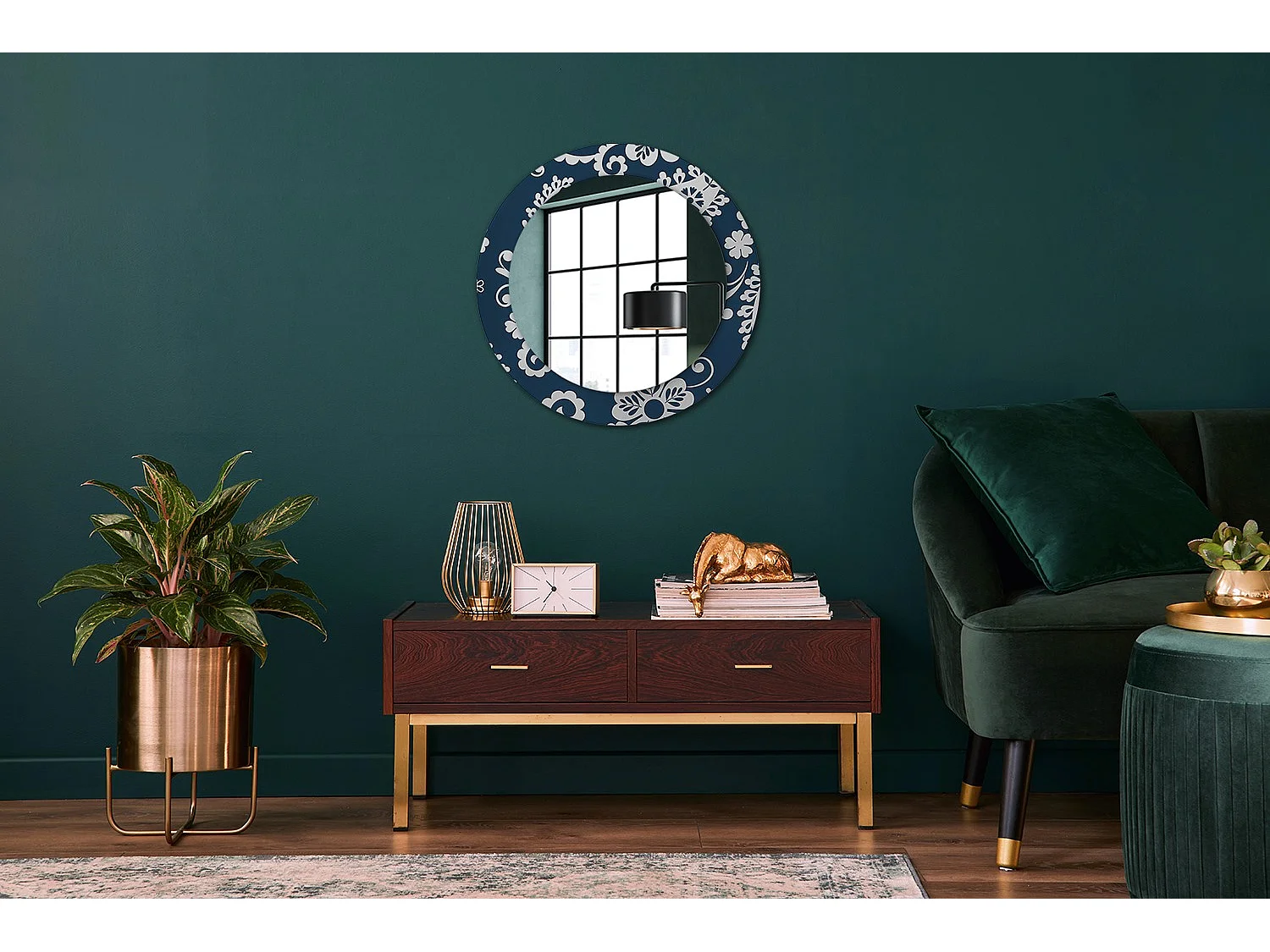 Miroir rond décoratif - Composition Paisley - 70 cm