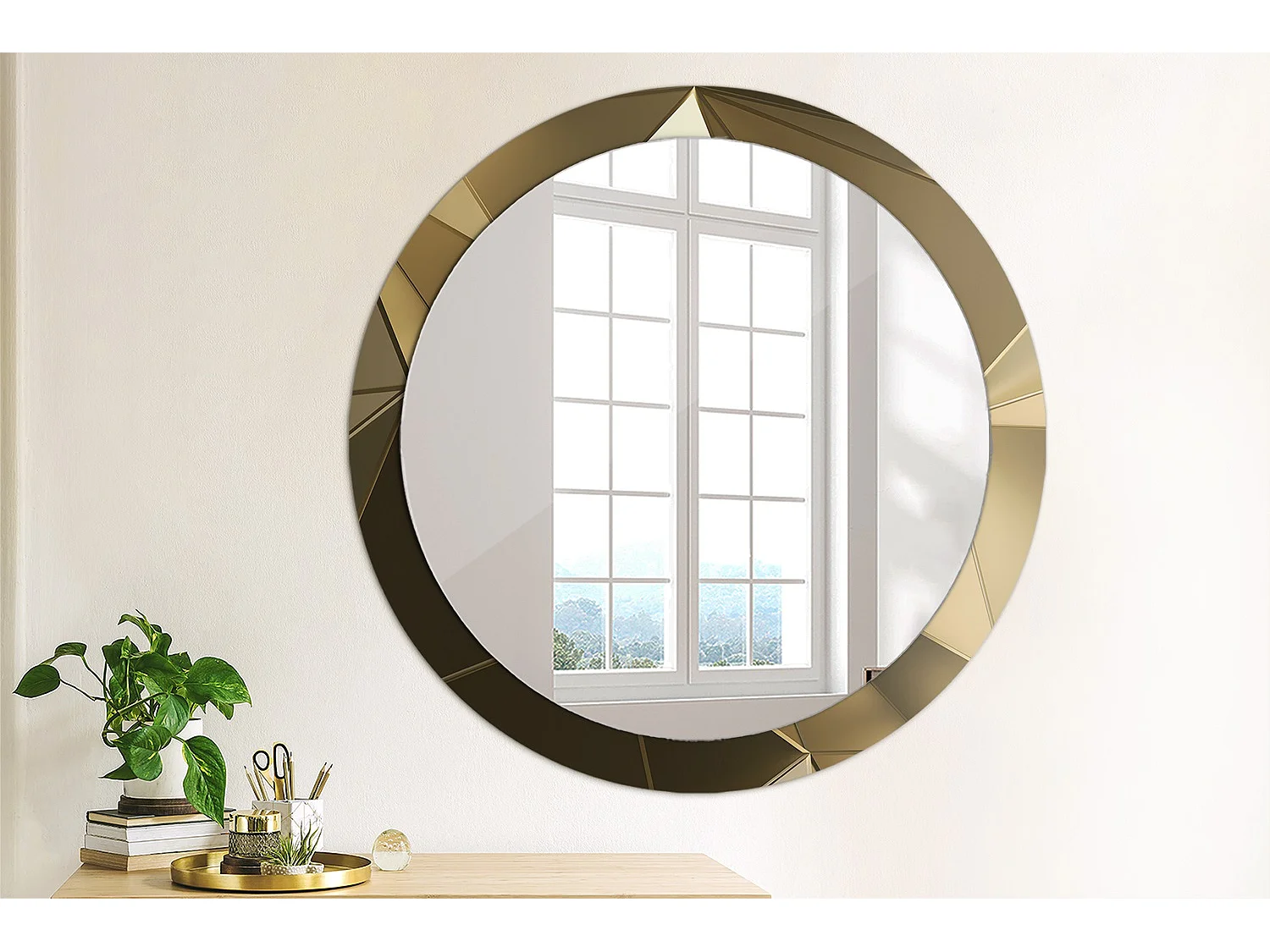 Decoratieve ronde spiegel - Moderne Abstractie - 90 cm