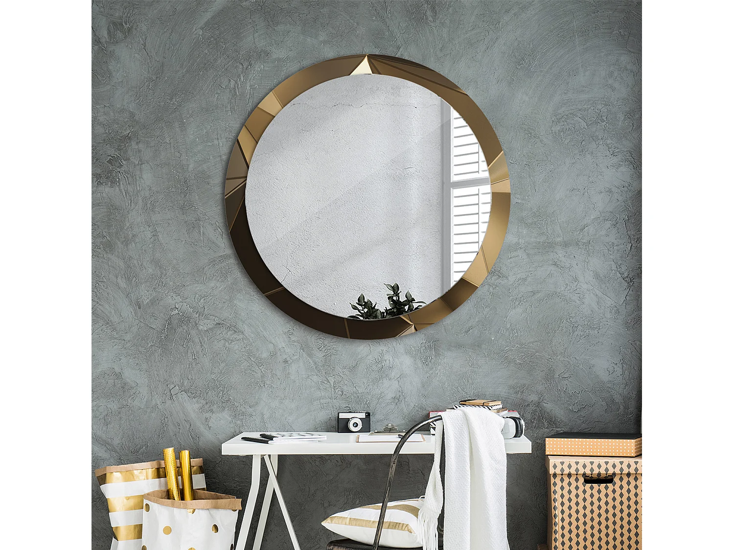 Decoratieve ronde spiegel - Moderne Abstractie - 90 cm