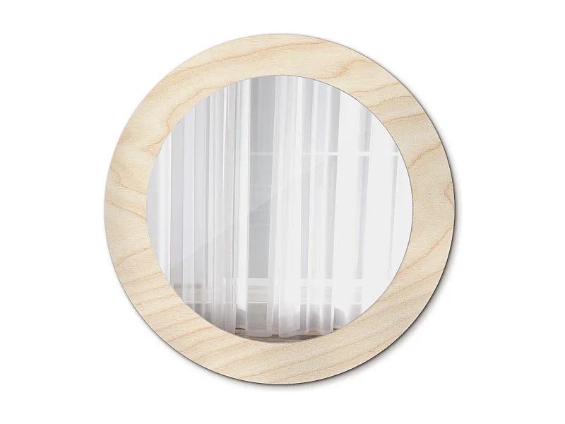 Ronde decoratieve spiegel - Licht hout - 60 cm