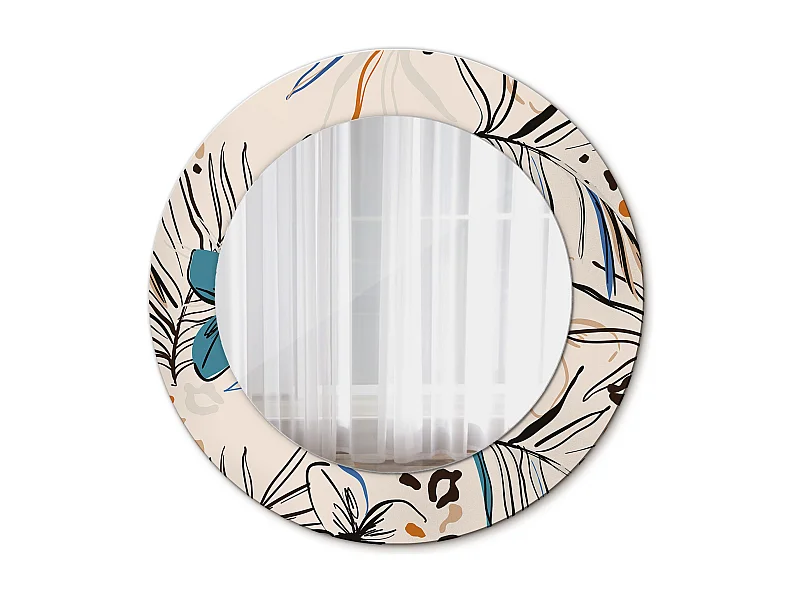 Runder dekorativer Spiegel - Dschungel-Fantasieblumen - 50 cm
