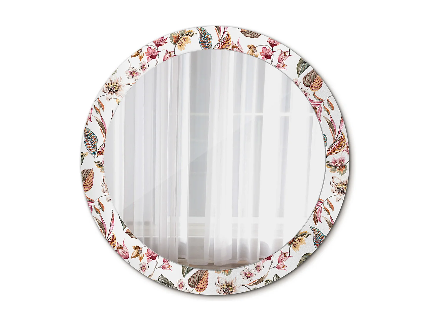 Dekorativer runder Spiegel - Vintage-Blumen - 80 cm