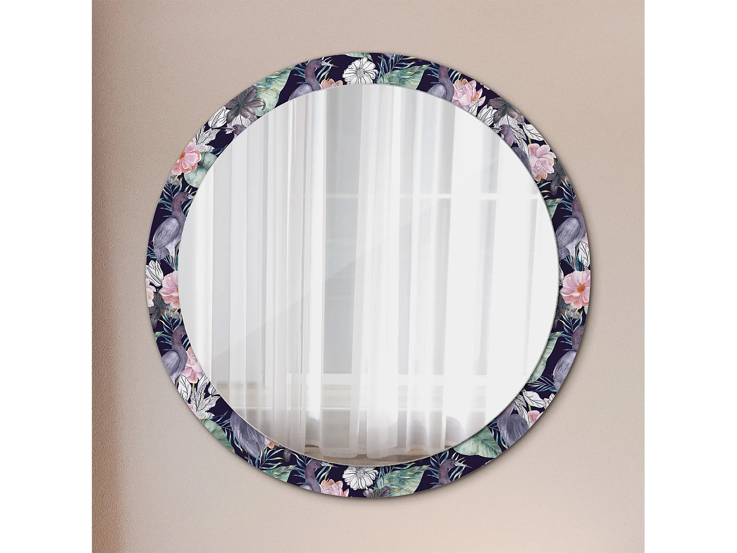 Dekorativer runder Spiegel - Airons Birds - 100 cm