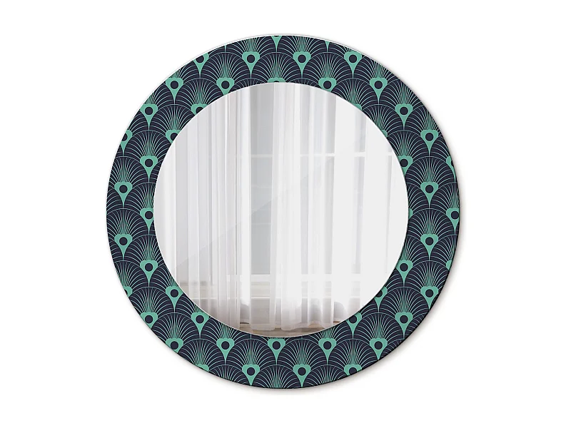 Miroir rond décoratif - Motif floral - 50 cm