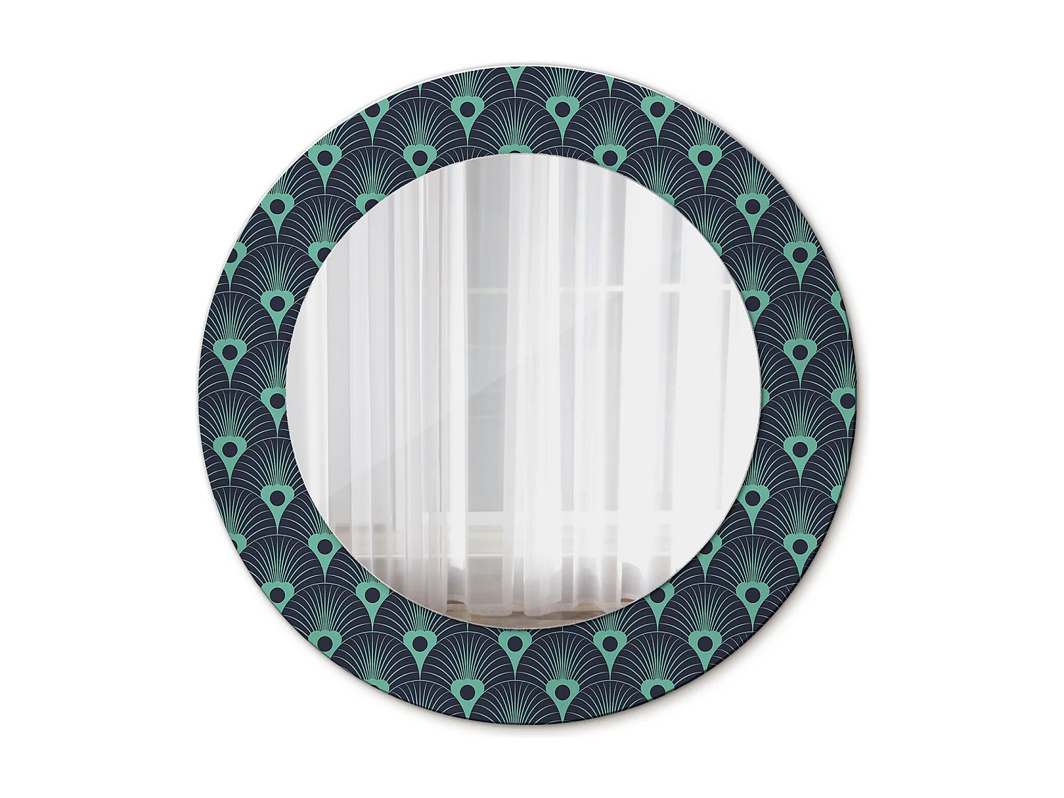 Miroir rond décoratif - Motif floral - 50 cm