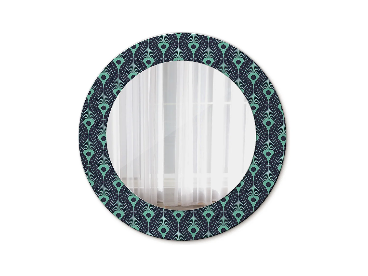 Miroir rond décoratif - Motif floral - 50 cm
