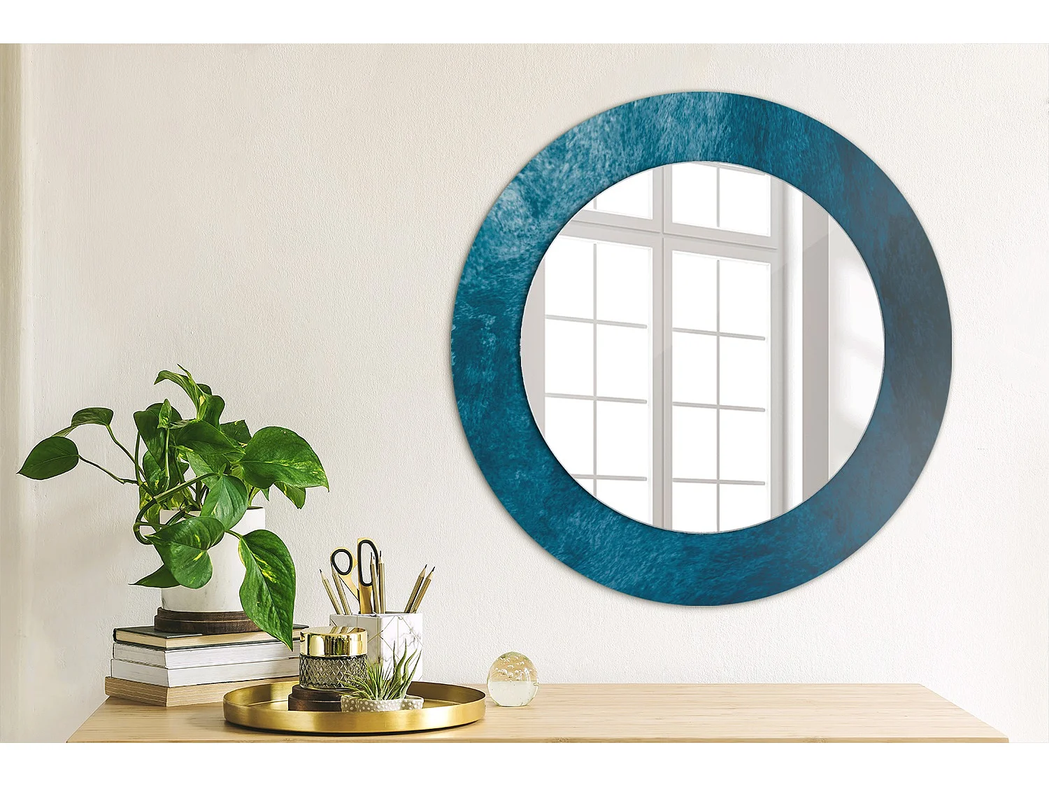 Specchio rotondo decorativo - Arte astratta - 50 cm