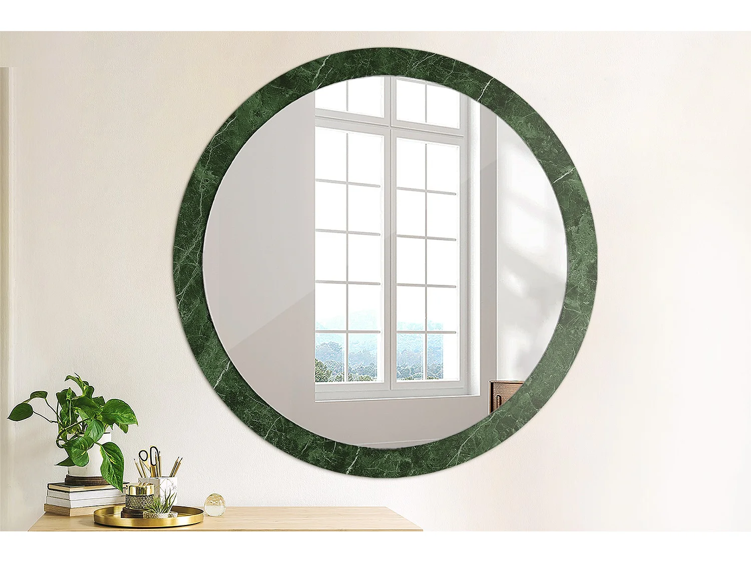Ronde decoratieve spiegel - Groen Marmer - 100 cm