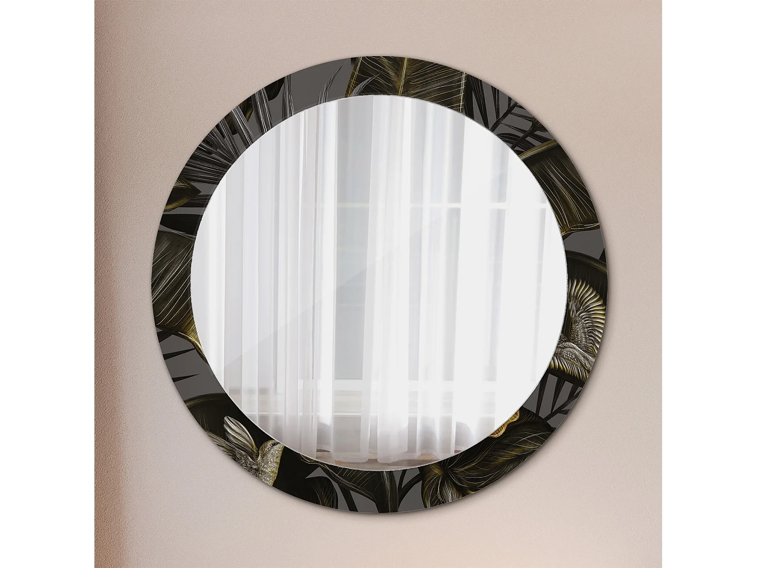 Runder dekorativer Spiegel - Hibiskusblüten - 80 cm